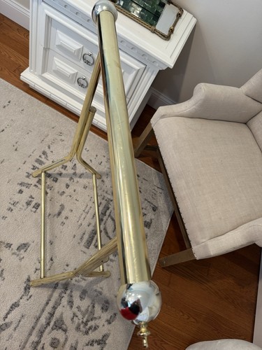 Manta edredón de latón de pie de mediados de siglo de colección toallero de baño 36" - Imagen 4 de 4