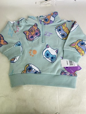Disney Junior Super Kitties All Over Print Long Sleeve Zip Top Shirt Girls 2T