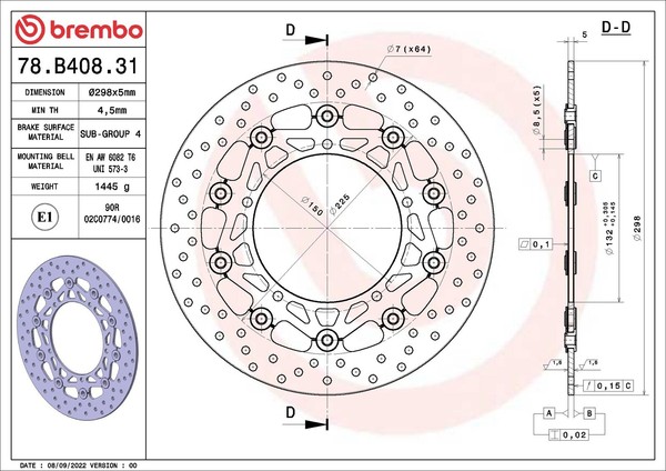 1X Bremsscheibe Prime - Serie-Oro - Floating Disc Brembo 78B40831 FüR Yamaha MT-image