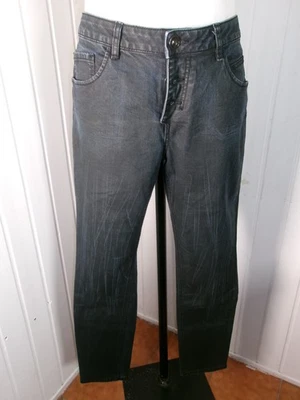 Vintage Y2K Pantalon jean enduit noir stretch boyfriend DDP t. haute w29 38/40 - Photo 1/4