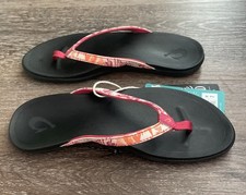 New Olukai Ho Opio Flip Flop Passion Flower Pink/Orange Women Size 7M