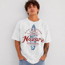 Lisbon Portugal Retro Surf Graphic T-Shirt Vintage Beach Surfing Tee NEW