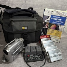 SONY DCR-HC40 DV CAMERA BUNDLE -TESTED - 3 BATTERIES -BAG - REMOTE NO POWER CORD