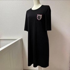 USED CHANEL CUTE EMBLEM KNIT DRESS, SIZES L-LL VERYGOOD