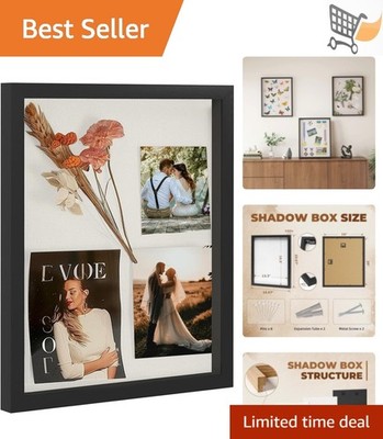 16x20 Shadow Box Frame Black MDF Linen Back Protect Memorabilia Photos Flowers