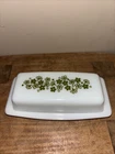 VTG Pyrex Butter Dish W/ Lid Crazy Daisy Spring Blossom Green White 72-B