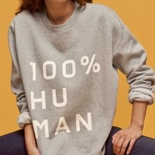 Everlane The 100 Human Unisex Cotton Typography Sweatshirt Grey S