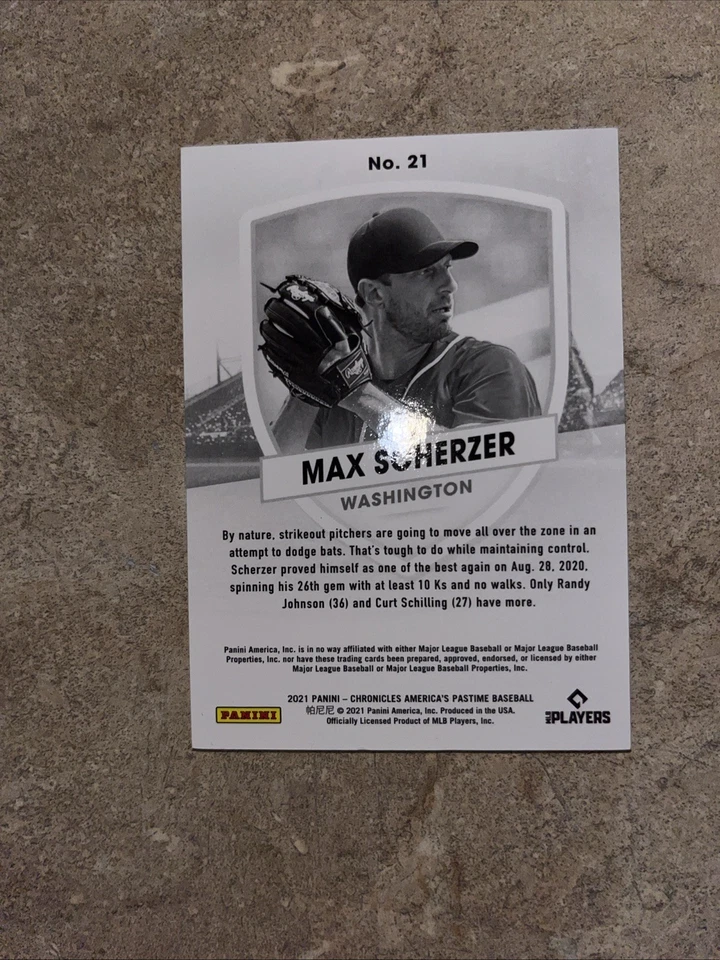 2021 Panini Chronicles - America's Pastime Max Scherzer #21 - Imagem 2 de 2