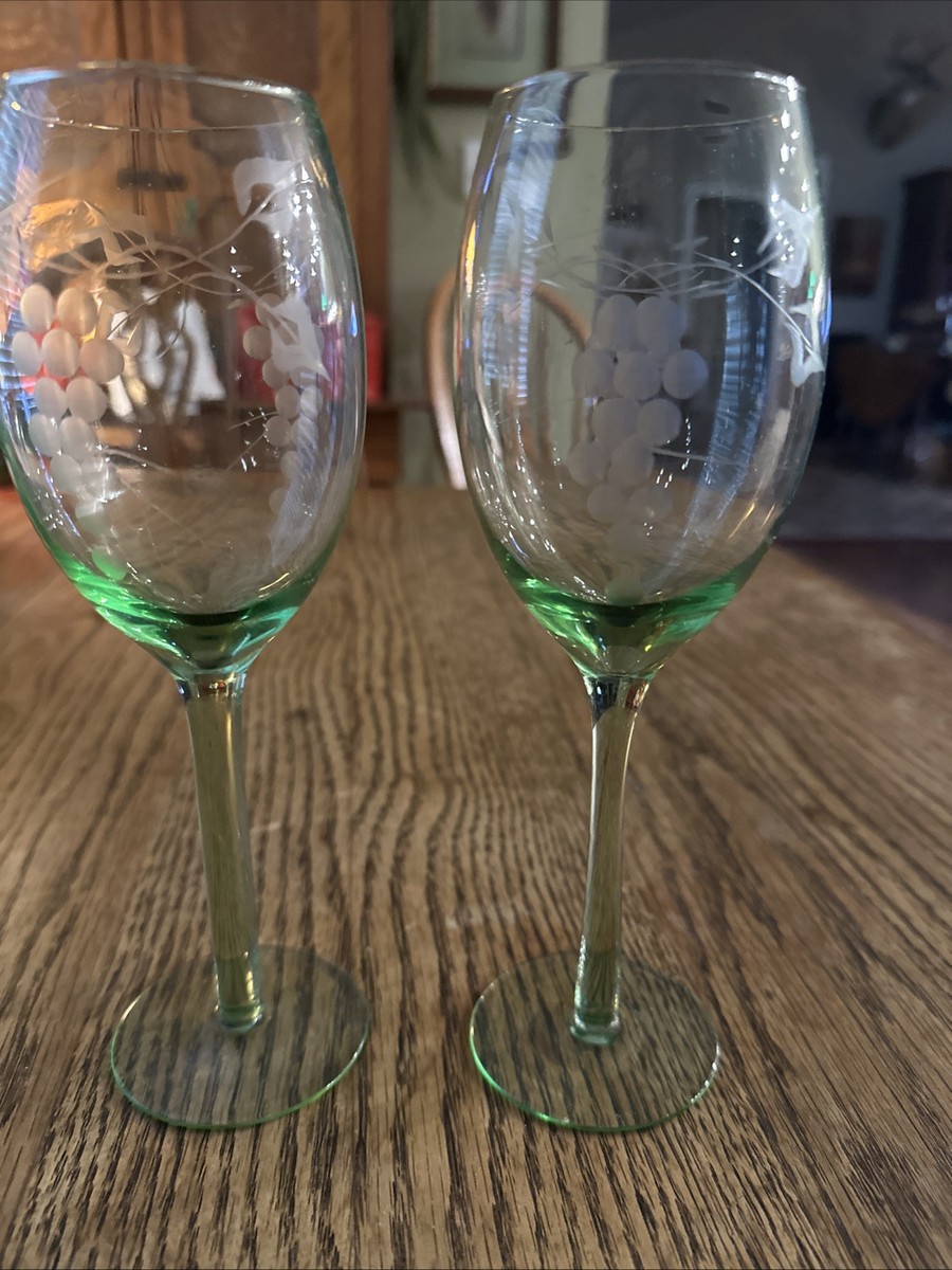 apollo wine glass patterns blue ball Pair of Vintage Bubble Ball Base Colored Wine Glasses in Green and Blu –  Urban Nomad NYC