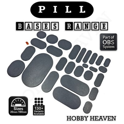 Wargaming Pille Oval Kunststoff Basen Full Range 20 - 190mm Tabletop Games 3D Print