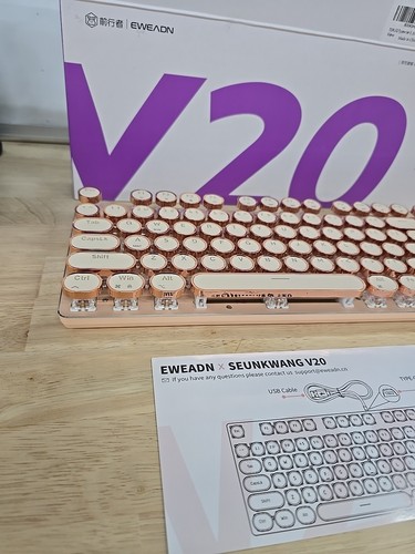 EWEADN V20 Typewriter Style Wireless Mechanical Keyboard - ROSE GOLD - Afbeelding 5 van 8