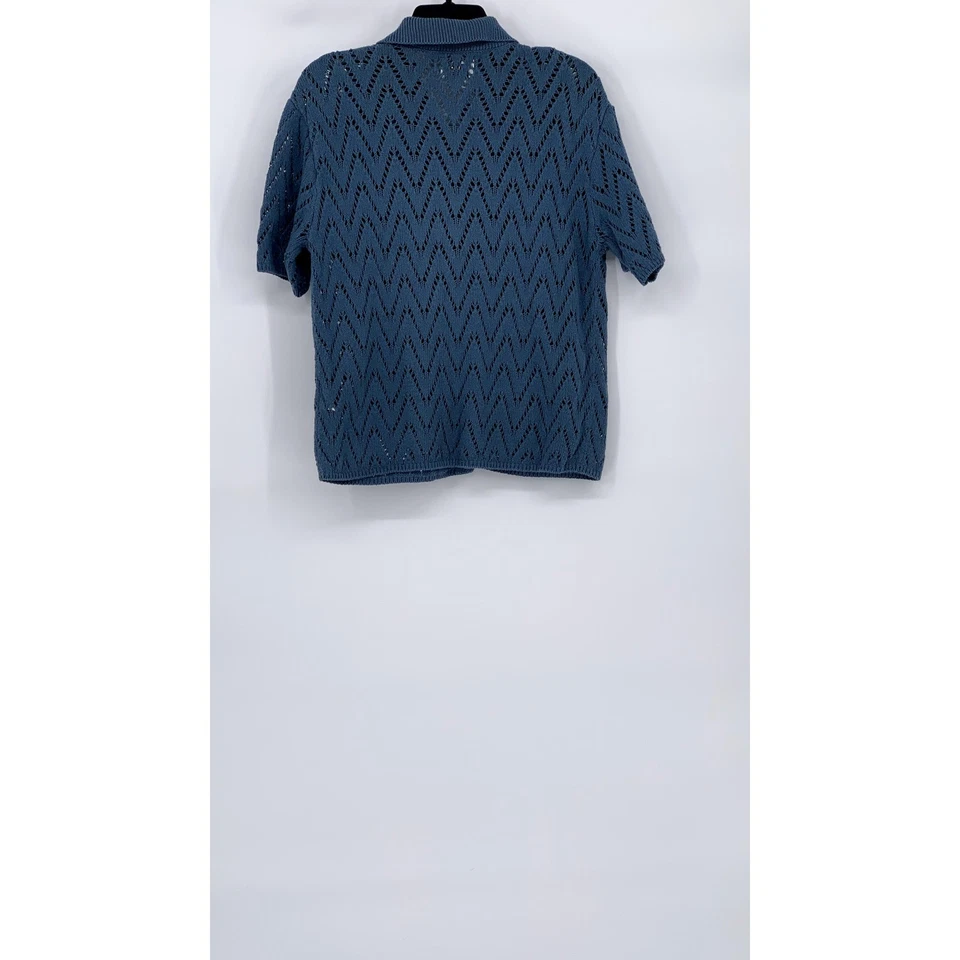 BDG Men's Blue Knit Define Polo Short Sleeve Button-Up Shirt SZ S - Image 2 of 4