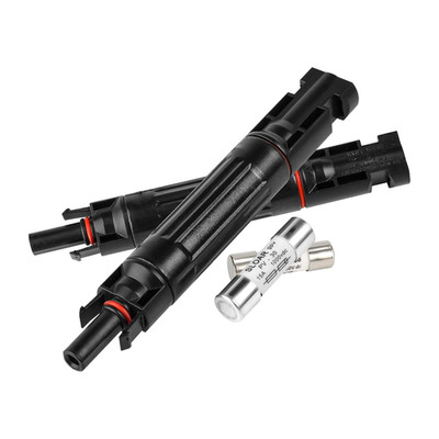 Portafusibles solar 15A 1000V IP67 en linea FV conector macho hembra 2 pzs