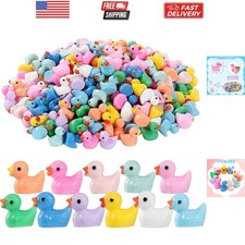 220 Pcs Mini Resin Ducks Bulk, Colorful Tiny Duck Figurines for Miniature Dol...