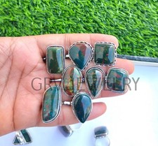 1-500 Pcs Bloodstone In Wholesale Gemstone Rings Lot Bulk: Silver Plated Whr-97
