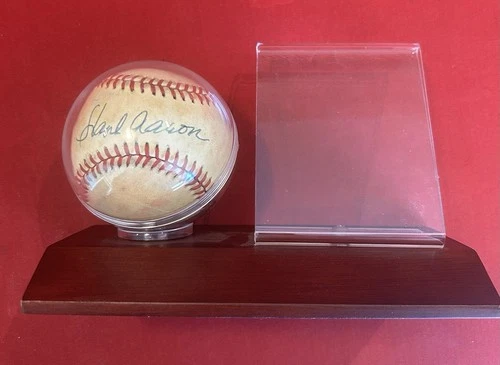Hank Aaron autographed baseball Uncertified