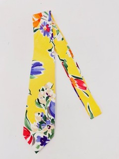 #1 MENSWEAR Ralph Lauren Purple Label Italy Yellow Brushstroke Floral Silk Tie