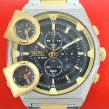 Y1111 DIESEL Diesel watch quartz SS x combination silver x gold black dial DZ747