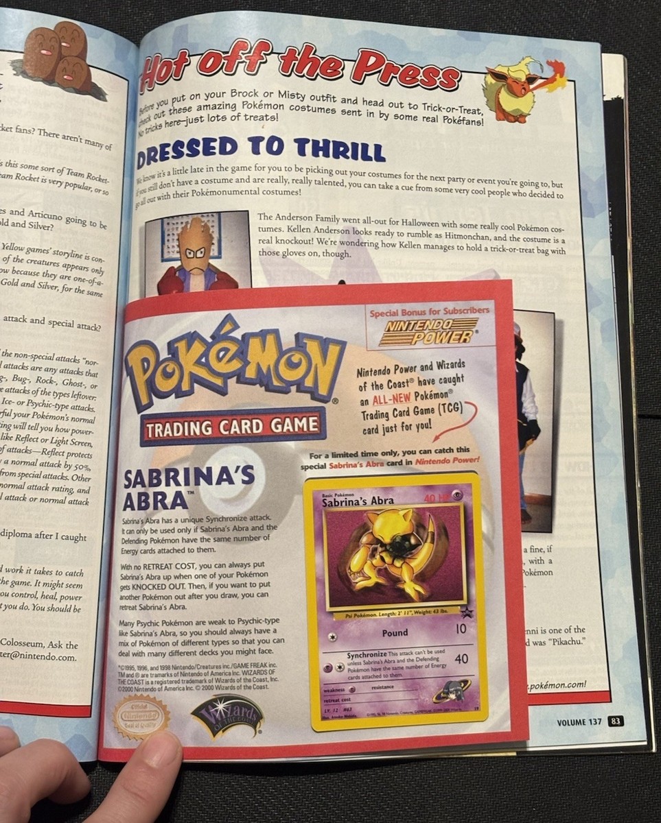 Nintendo Power Magazine Issue 137 w/ Sabrina's Abra Pokemon Promo