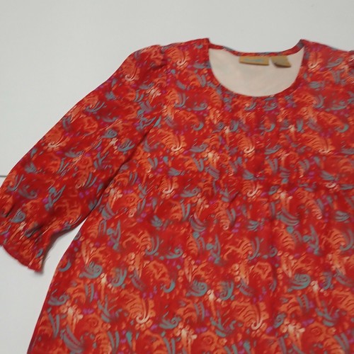 Wrangler Girl L Button Accent Shirt Red Art To Wear Western Puff Shear Sleeve - Picture 10 of 12