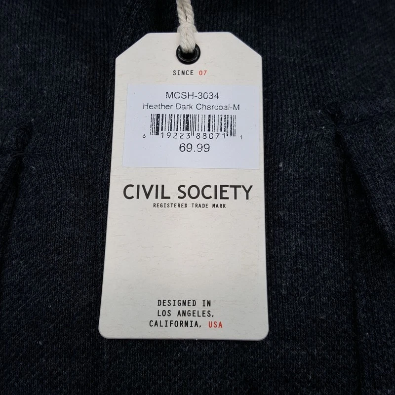 CIVIL SOCIETY Shirt Jacket Mens Medium Charcoal Grey Snap Button Cotton Knit image 9