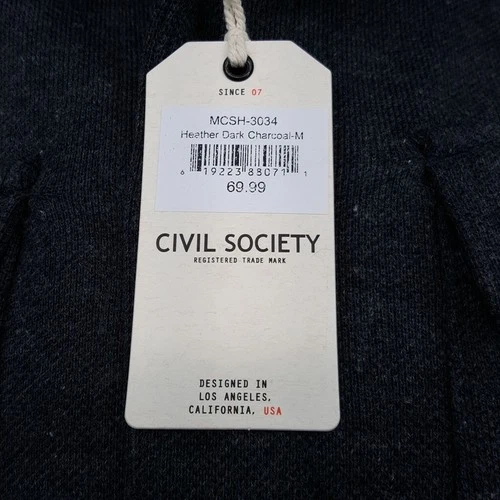 CIVIL SOCIETY Shirt Jacket Mens Medium Charcoal Grey Snap Button Cotton Knit image 9