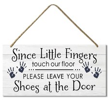 Please Take Your Shoes Off, Remove Your Shoes Sign, Wood Plank Hanging Sign, ...