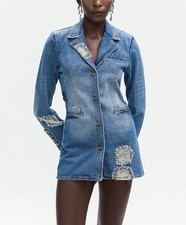 Baldwin Crystal Embellished Denim Open Back Mini Dress Size Small Worn Once