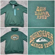 Quiksilver Graphic Pullover Hoodie Mens Stretch Green Large NEW