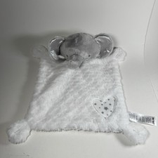 Little Me Plush Lovey Elephant White Grey 12" 2023 Rattle Soft Blanket