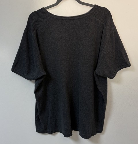 Vintage Structure Mens T Shirt Thermal Short Sleeves V Neck Gray Cotton XL - Picture 4 of 10