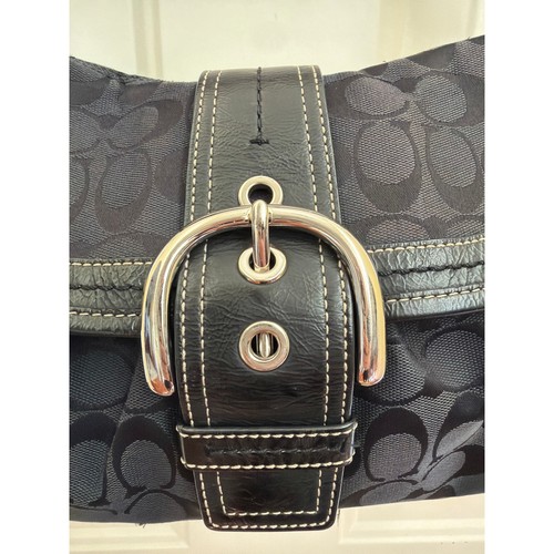 Coach Signature Soho Hobo Shoulder Bag Black Y2K 90s Purse C Canvas Vintage - Picture 2 of 11
