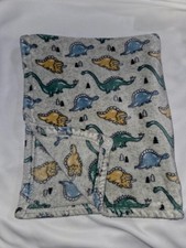 Adirondack Baby Blanket Dino Dinosaur Tree Soft Gray Blue Green Yellow
