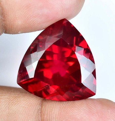 Certified Natural Trillion Cut 26 Ct Blood Red Ruby Loose Faceted Gemstone