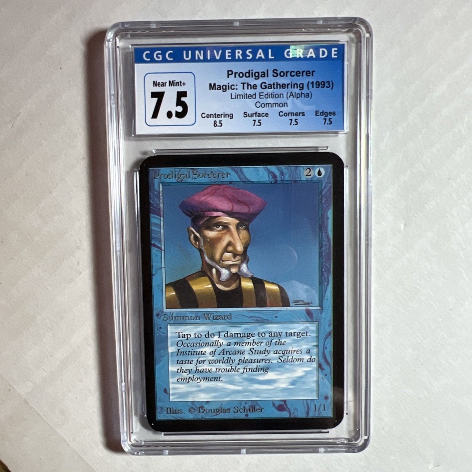 MTG Alpha Prodigal Sorcerer C B  7.5 Quad+ Near Mint+    1993