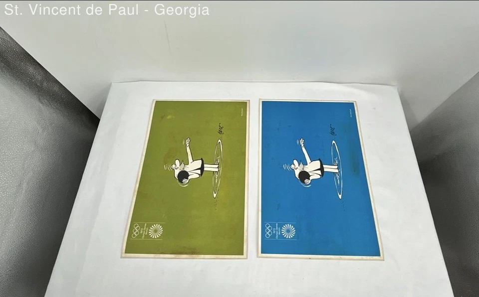 Lote de póster vintage de los Juegos Olímpicos Finlandia Ámsterdam Alemania México 17,5" X 11,5" Foto 3 de 4