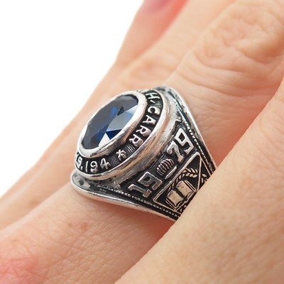 REED Sterling Vintage 1979 Lab-Created Sapphire W.H. Carr School