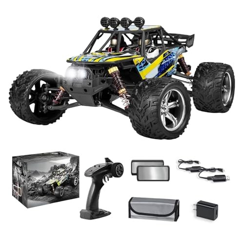 1/12 Scale RC Cars for Adults，Max 48mph Electric Off-Road Monster Yellow