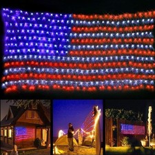 Solar American Flag Lights Outdoor,420 Leds American Flag Net Lights 6.5Ft X 3.2