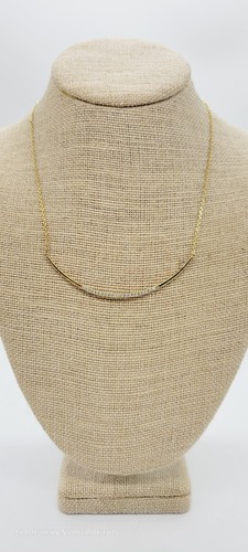 Stella & Dot Gold Tone Curved Bar Rhinestone Necklace 18 in - Picture 6 of 7