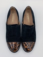 Vionic Jayla Tortoise Black Animal Print Cap Toe Loafers Women  s Size 6.5