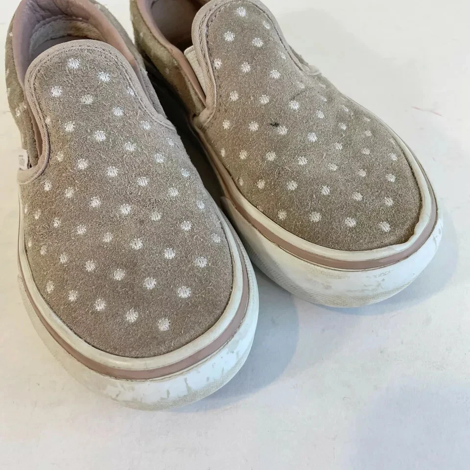 VANS Off The Wall Clásico Plataforma Zapatos Sin Cordones Niñas 13.5 Gris Lunares Gamuza Foto 4 de 4