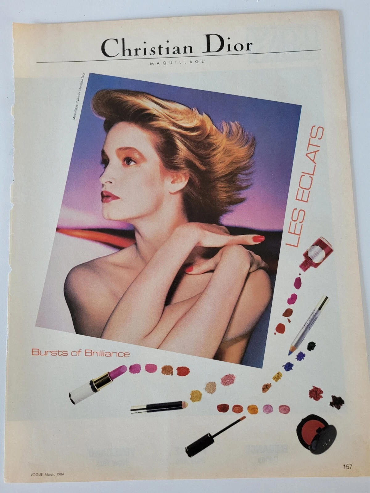 1984 Christian Dior rouge à lèvres blush vernis à ongles cosmétiques vintage annonce