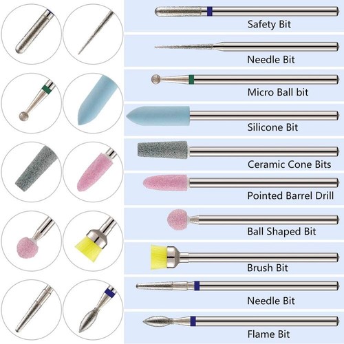 Nail Drill Bits Electric Manicure Machine Cutter Diamond File Gel Polish Kit Set - Picture 2 of 7