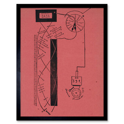 Picabia Dada Bewegung Nummer 5 Skizze Diagramm Kunstdruck gerahmt 12x16