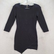 Foreign Exchange Womens Dress Size S Black Stretch Asymmetrical Sexy Club Mini