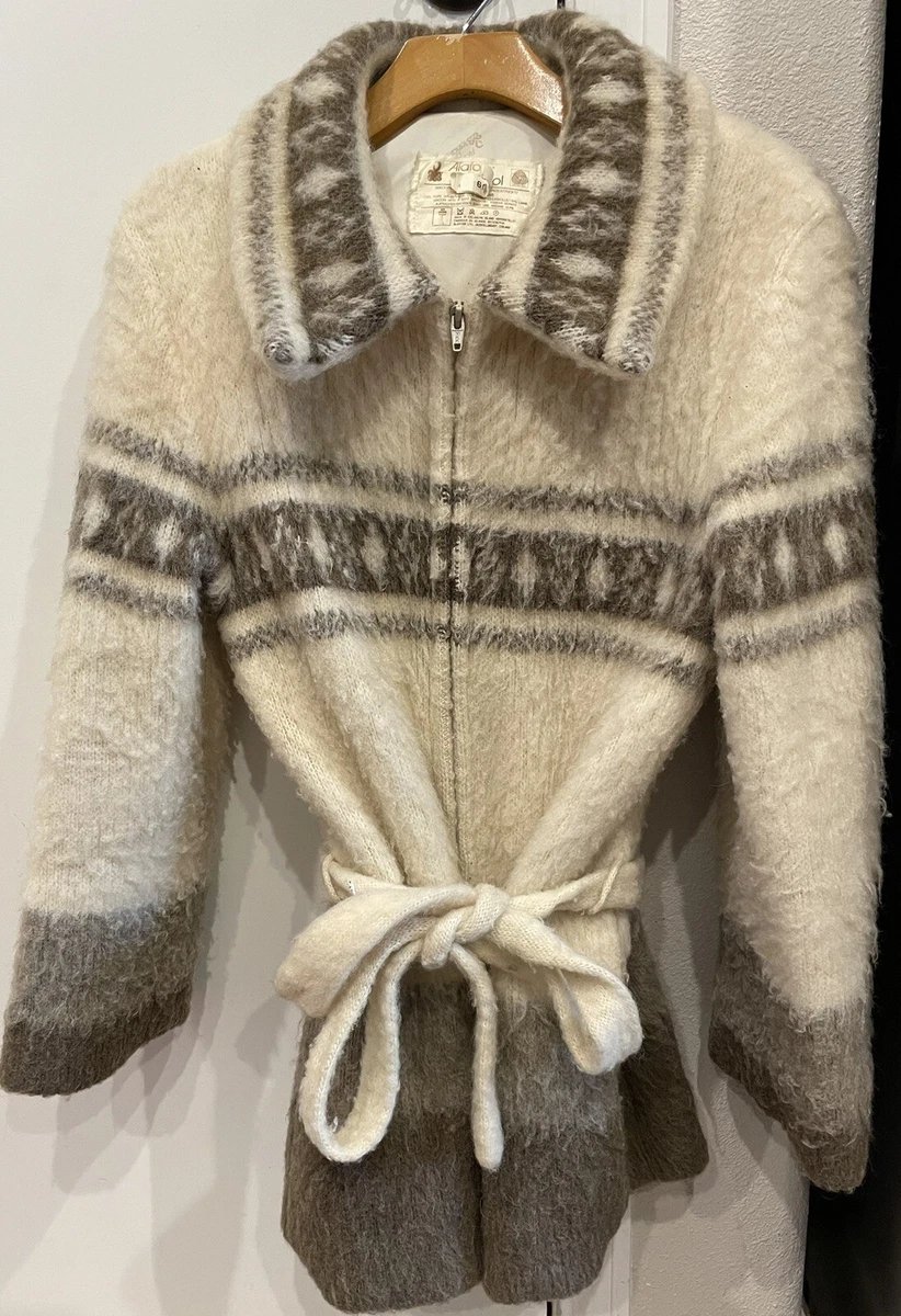Alafoss Icewool 100 Virgin Wool Zip Tie Jacket Made in Iceland Womens Large
