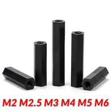 M2 M2.5 M3 M4 M5 M6 Black Nylon Plastic Hex Coupling Nuts Metric DIN 6334