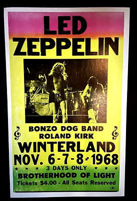 Led Zeppelin Nov. 1968 Heavy Card Stock  14''x22''  Nostalgic Art Poster