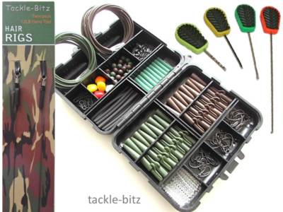 Karpfen Angeln Terminal End Tackle Box Blei Clips Hair Rigs Ködernadeln Set